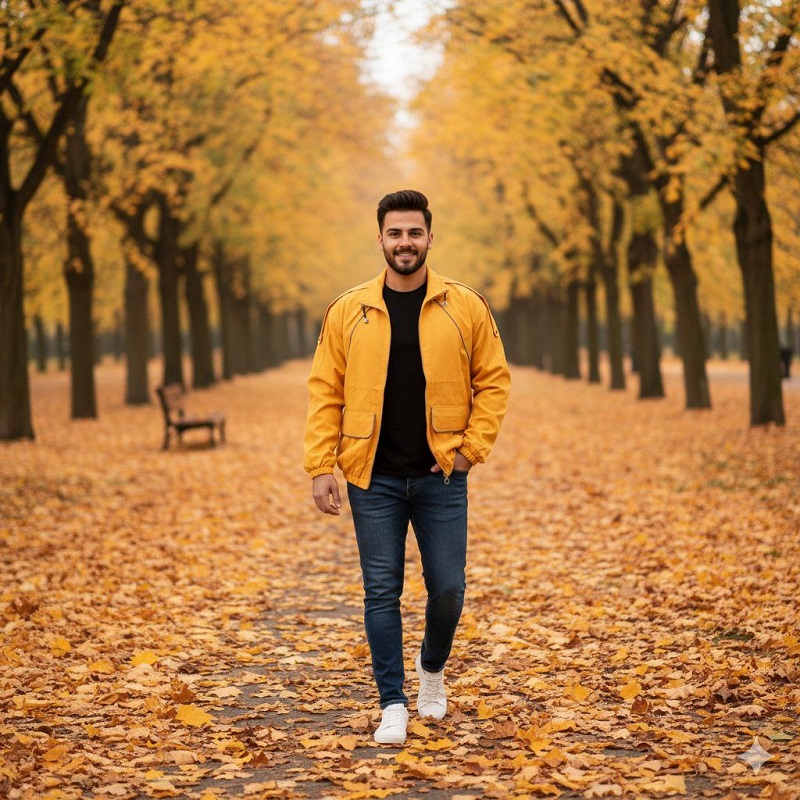 کاپشن میکرو زرد مردانه مدل Panama