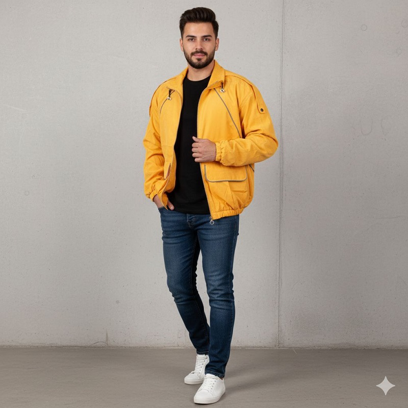 کاپشن میکرو زرد مردانه مدل Panama