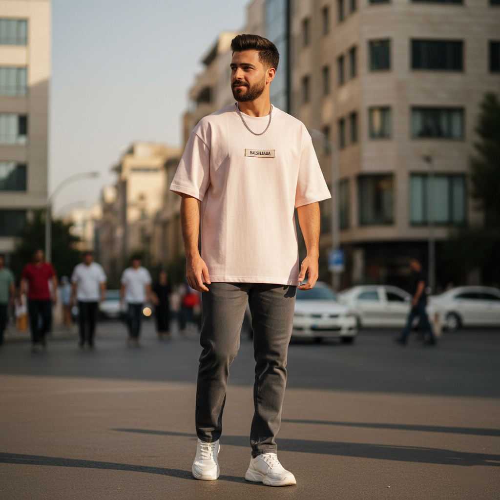 تیشرت مراکشی کبریتی نسکافه ای بالنسیاگا